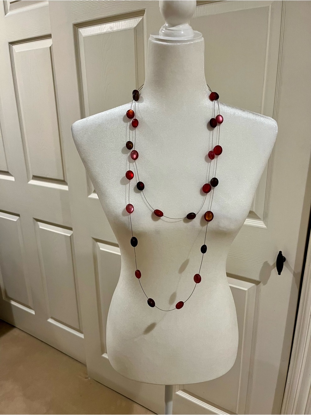 Pink and Brown Long Bead Necklace for Women